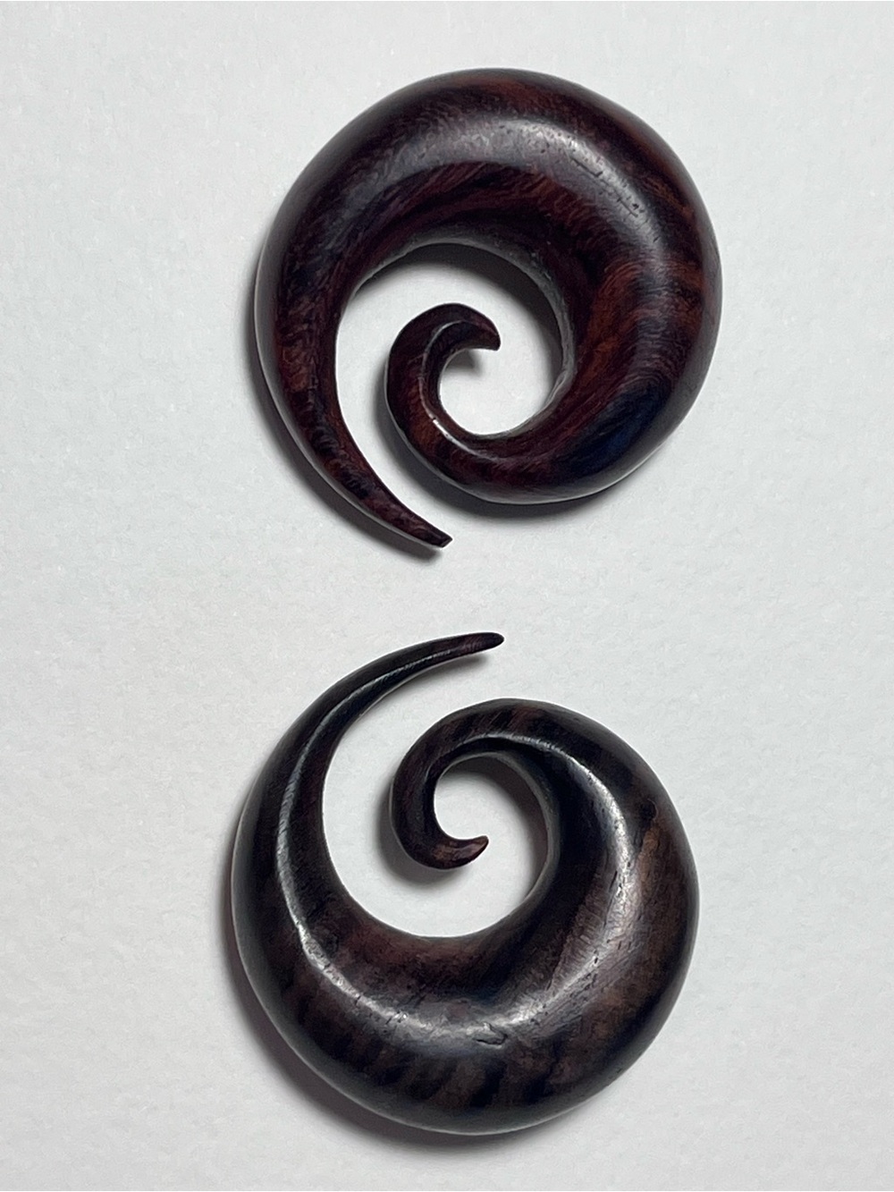 5/8” (16mm) Spiral Wooden Ear Tapers - Deep Mahogany Tone